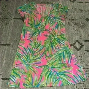 EUC Lilly Pulitzer Jessica Dress Tiki Pink Palm Trees size S